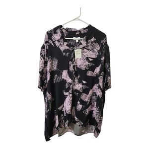 Abound Mens Black And‎ Purple Abstract Floral Button Up Top Size 2x New